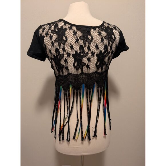 Festival Rainbow Medium Belize Crop Fringe Top - Picture 2 of 4